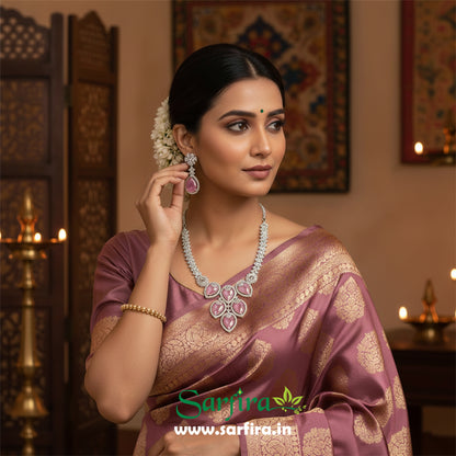 Light Pink Crystal Bridal Necklace Set for Women – Wedding & Party Jewelry