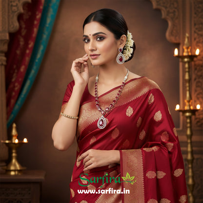 Red Stone Tear Drop Bridal & Party Wear Necklace