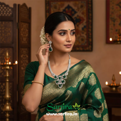 Green Crystal Bridal Necklace Set for Women – Wedding & Party Jewelry