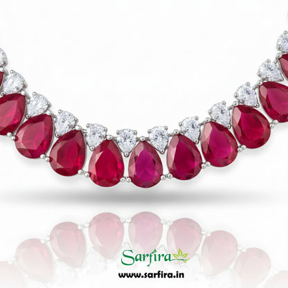 Red Stone Tear Drop Choker Necklace