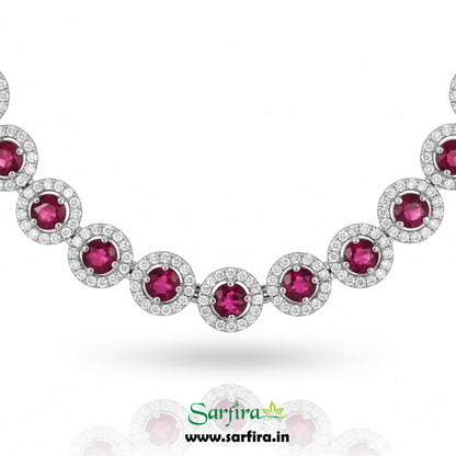 Red Stone AD Round Choker Necklace