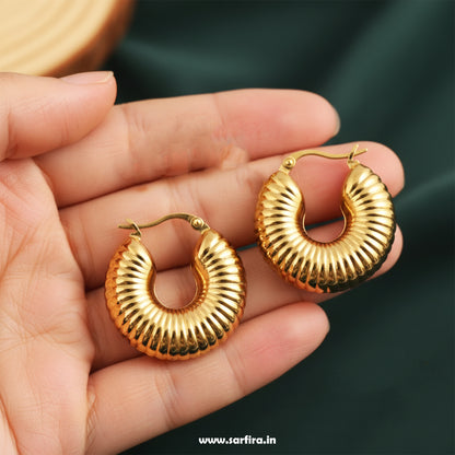Gold Textured Dome Hoop Earrings