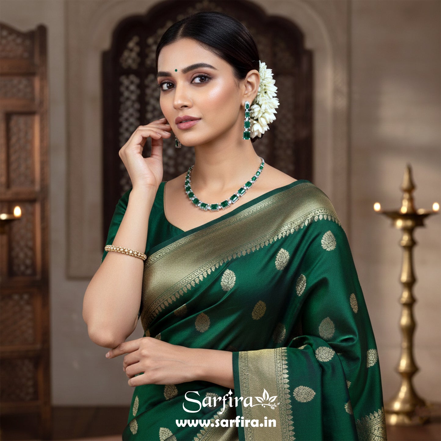 Green Stone AD Rectangle Cut Choker Set