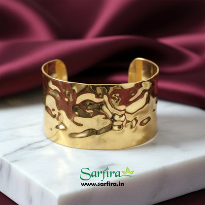 Wide Hammered Cuff Bracelet
