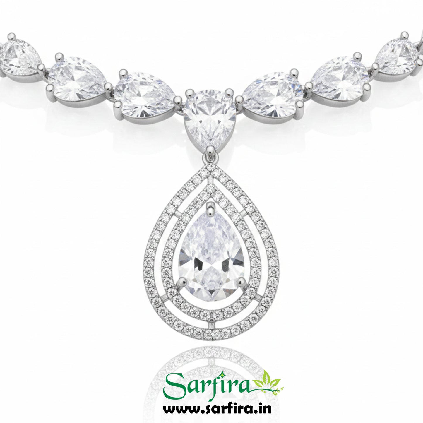 White Stone Bridal Necklace Set with Earrings – Elegant Wedding & Party Jewelry