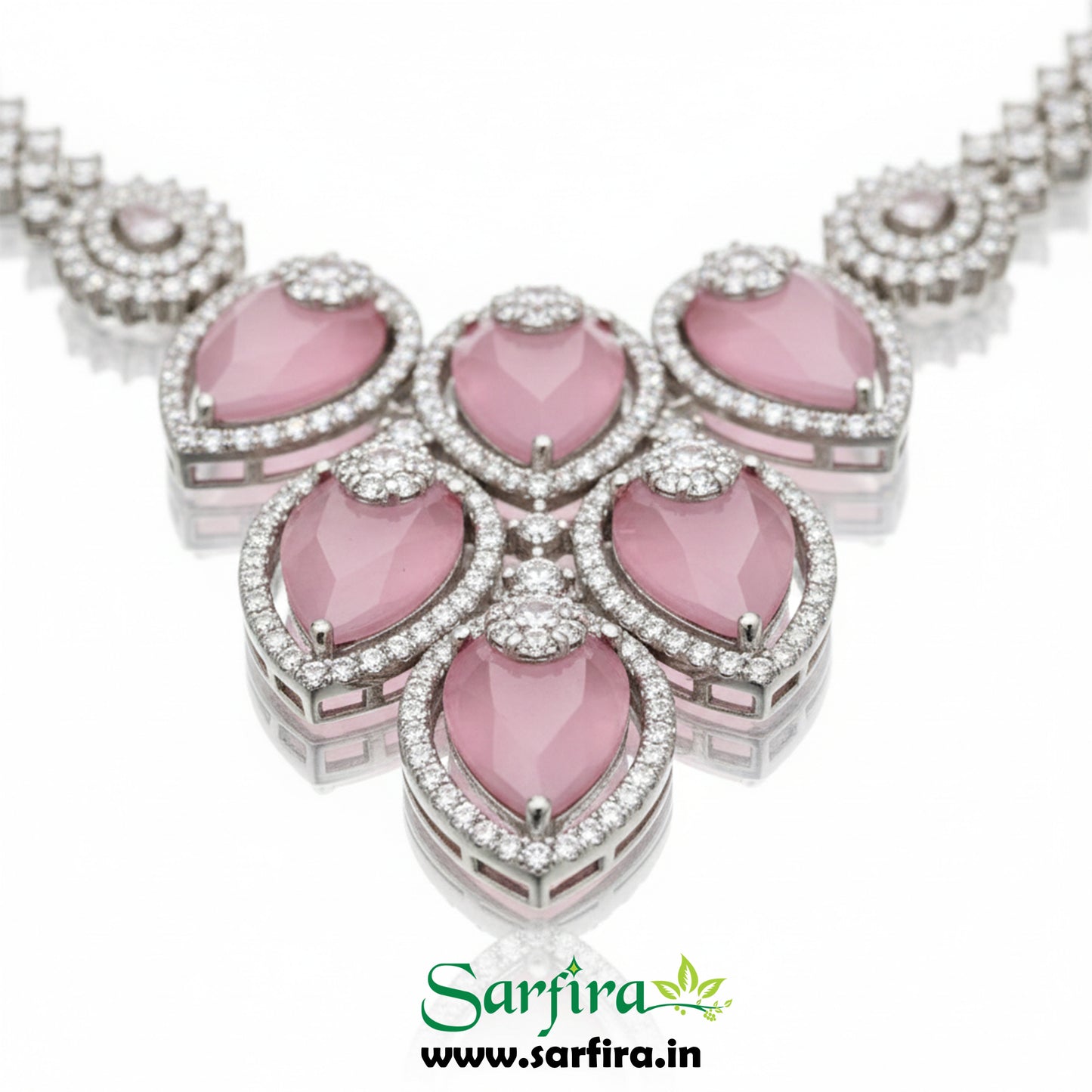Light Pink Crystal Bridal Necklace Set for Women – Wedding & Party Jewelry
