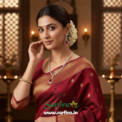 Red Stone AD Big Drop Statement Necklace