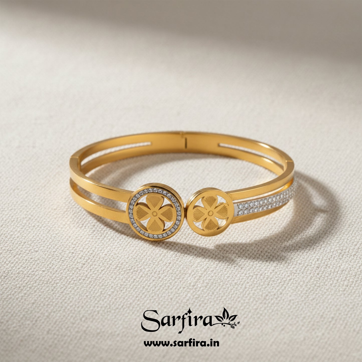 Dual Band Flower Kada Bracelet