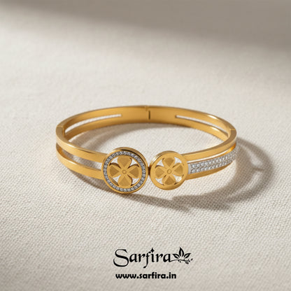 Dual Band Flower Kada Bracelet