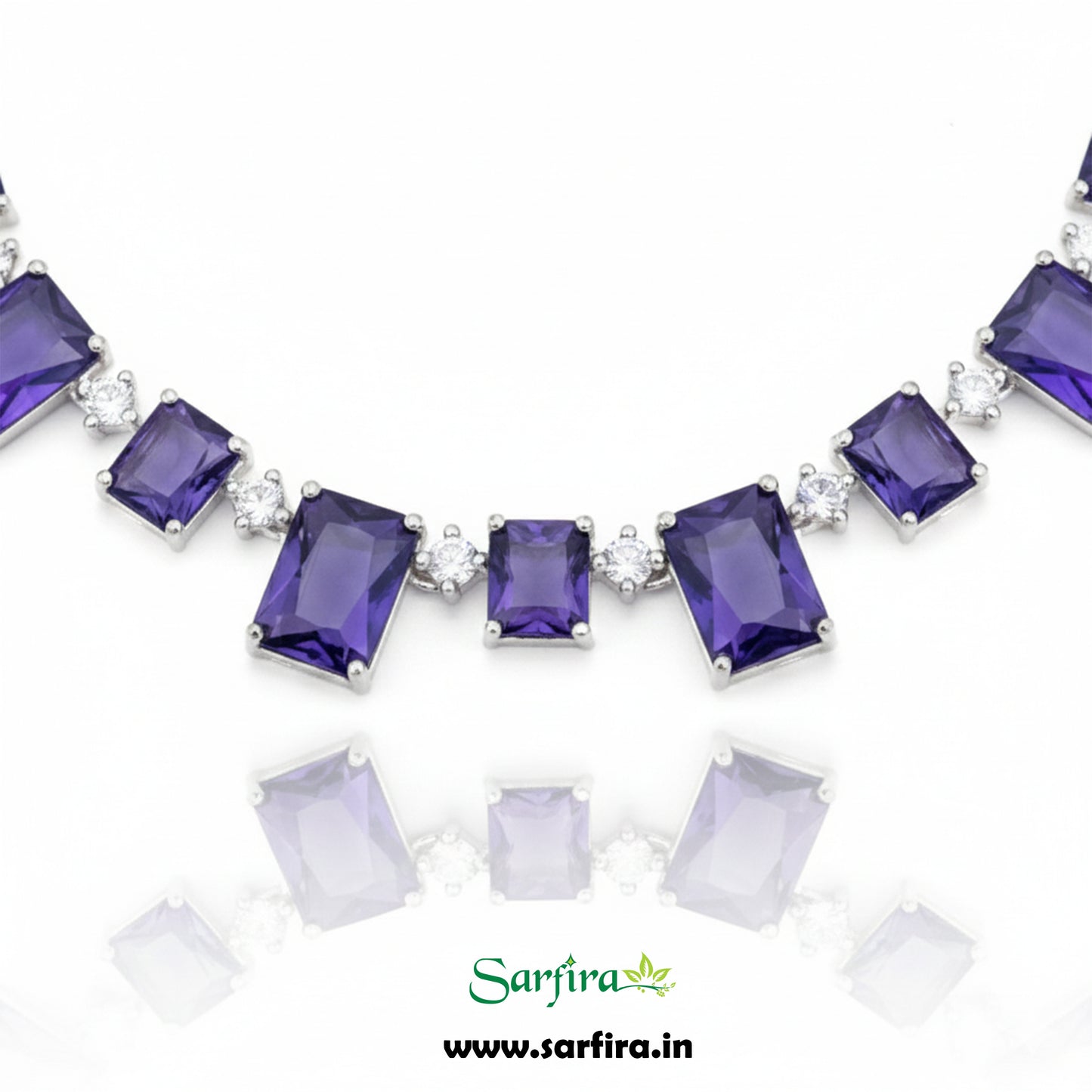 Purple Stone Rectangle Drop Necklace