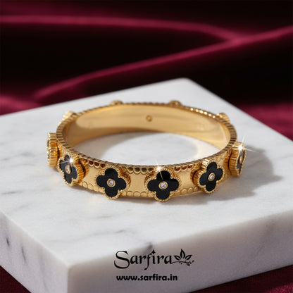 Black Flower Kada Bracelet