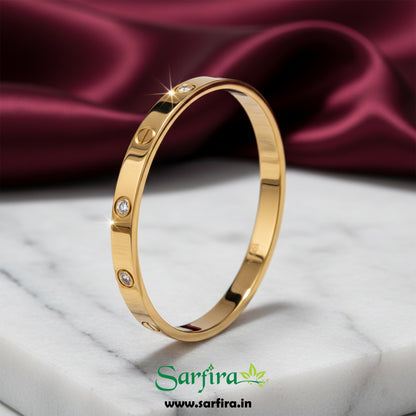 Screw Detail Stone Kada Bracelet