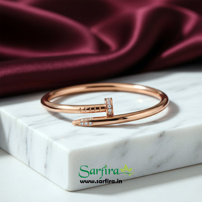 Rose Gold CZ Studded Nail Kada Bracelet
