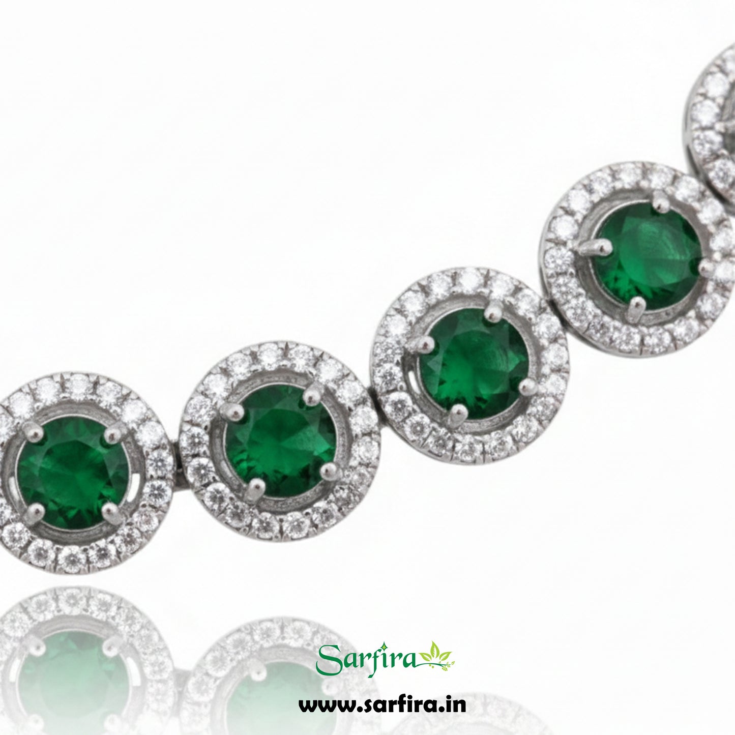 Green Stone Round Halo Necklace