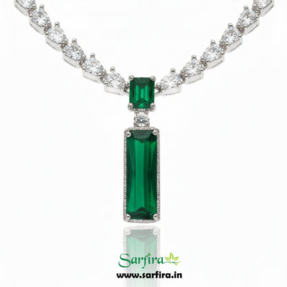 Green Stone Rectangle Shape Necklace