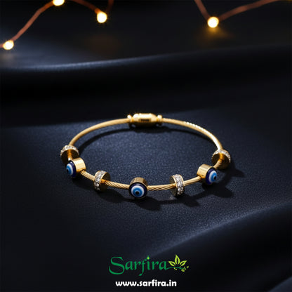 Evil Eye Beaded Cable Kada Bracelet