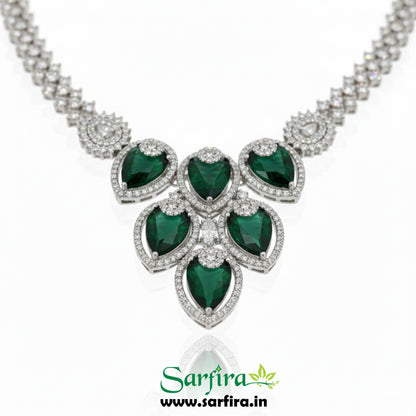 Green Crystal Bridal Necklace Set for Women – Wedding & Party Jewelry