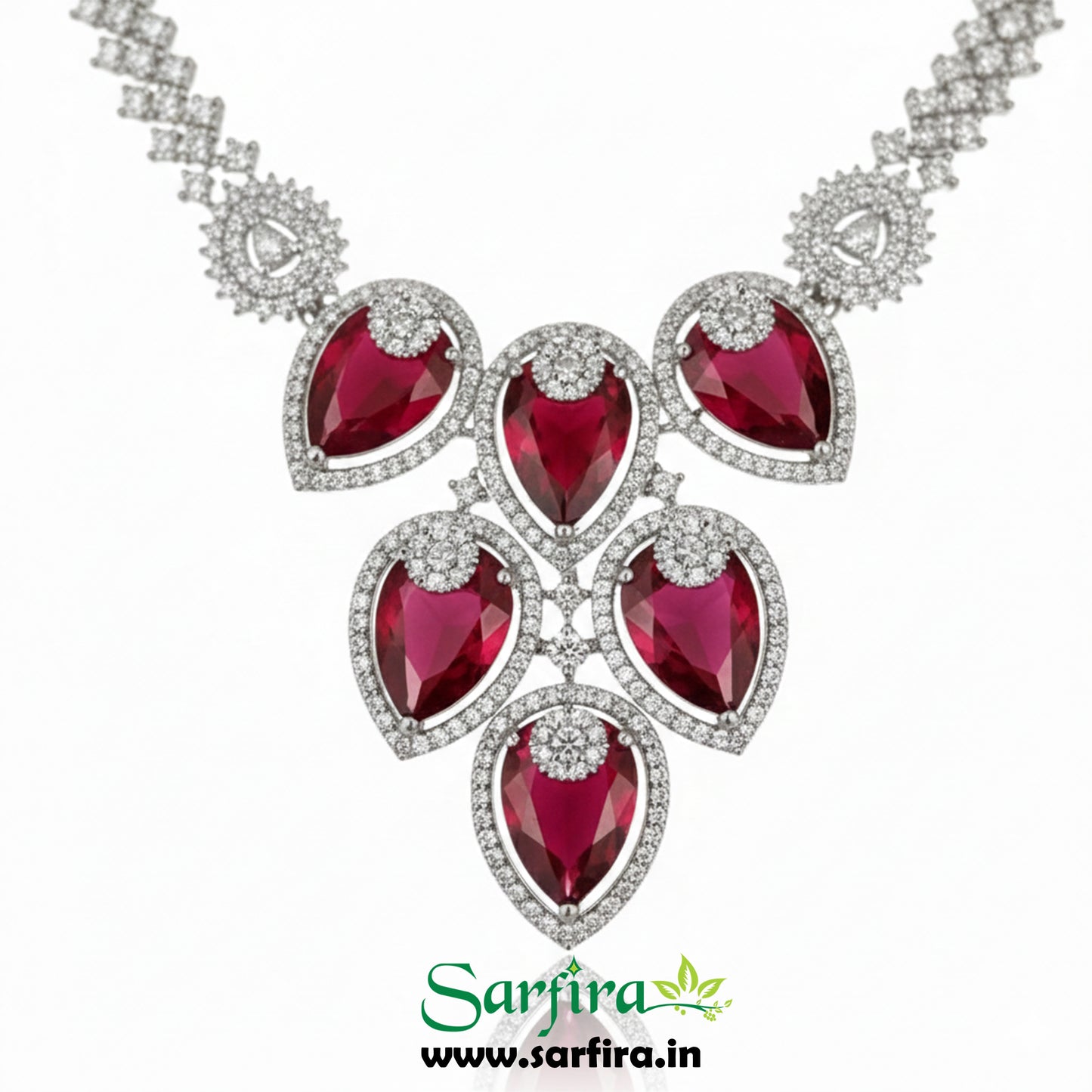 Red Crystal Bridal Necklace Set for Women – Wedding & Party Jewelry