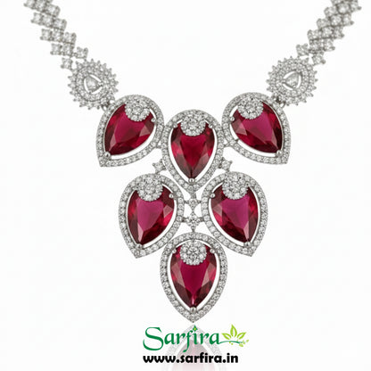 Red Crystal Bridal Necklace Set for Women – Wedding & Party Jewelry