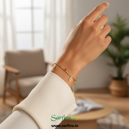 Infinity & Red Bead Snake Chain Bracelet