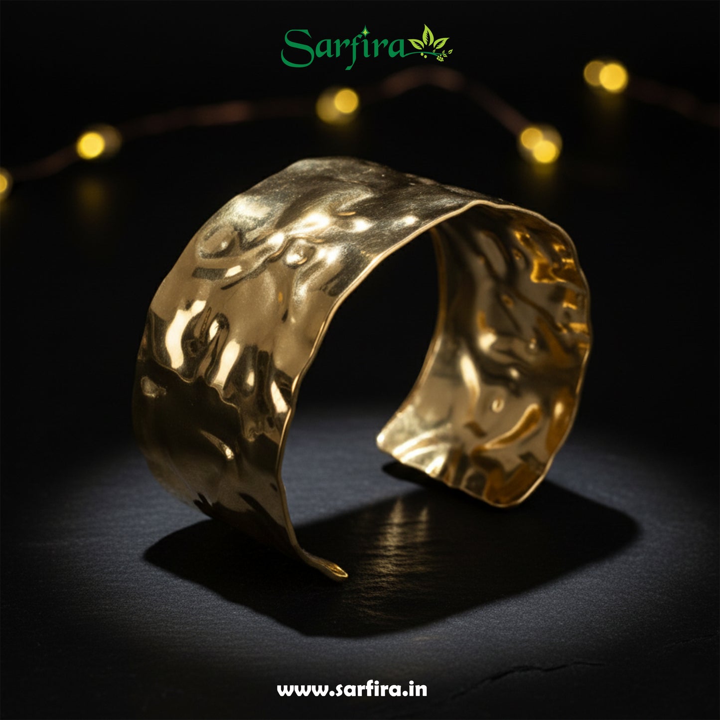 Wide Hammered Cuff Bracelet