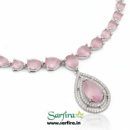 Light Pink Stone Long Drop Set