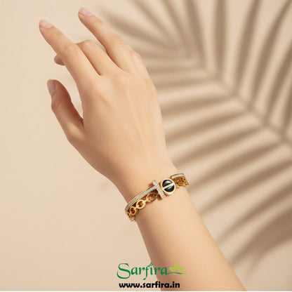 Black Enamel Link Kada Bracelet