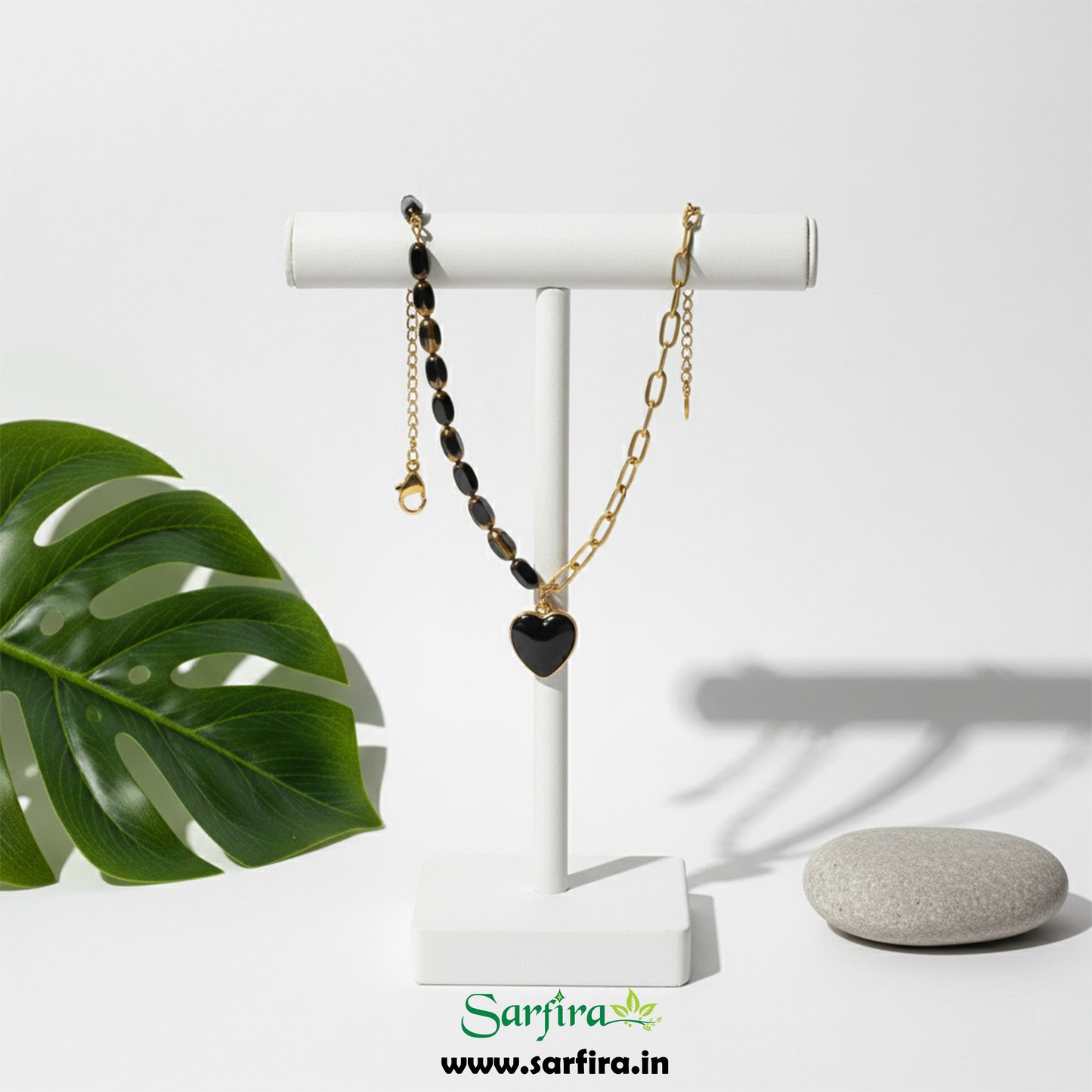 Two Side Black & Gold Heart Bracelet