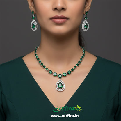 Big Pear Drop Wedding Necklace (Green)