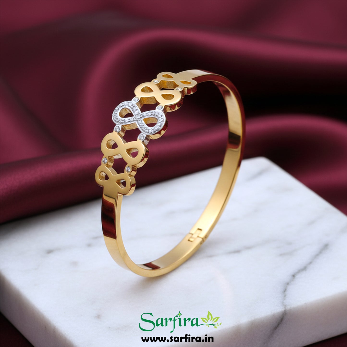 Gold Infinity Motif Kada Bracelet