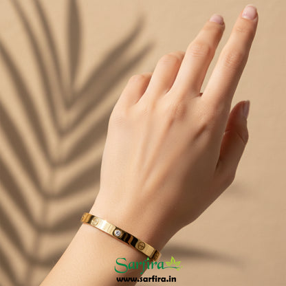 Screw Detail Stone Kada Bracelet