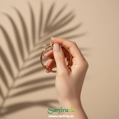 Gold CZ Studded Nail Kada Bracelet