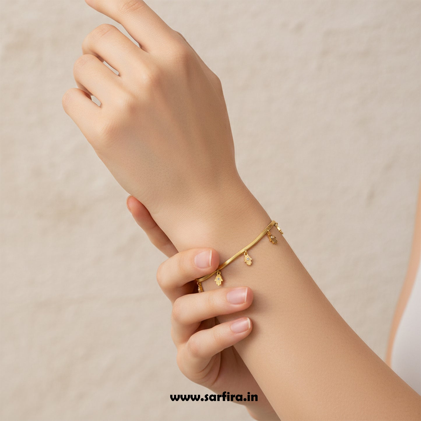 Hamsa Charm Snake Chain Bracelet