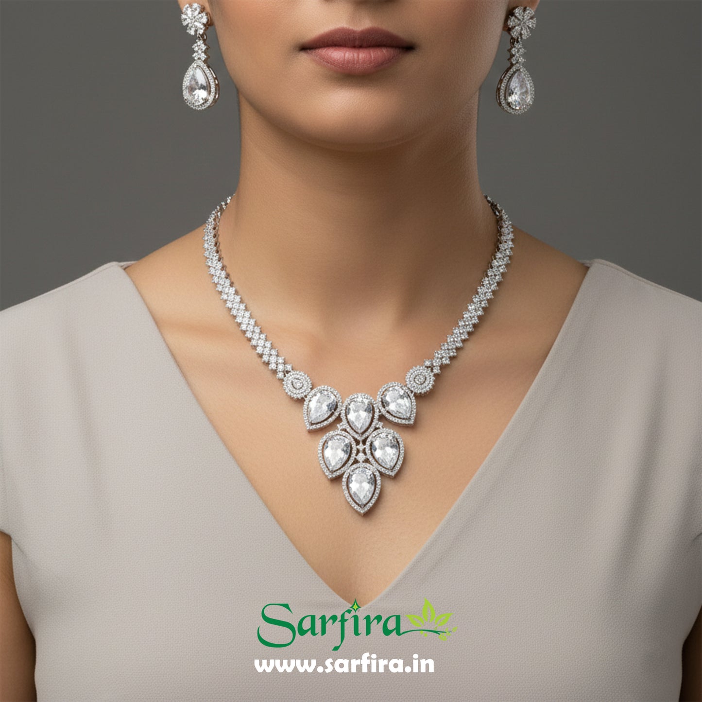 White Crystal Bridal Necklace Set for Women – Wedding & Party Jewelry