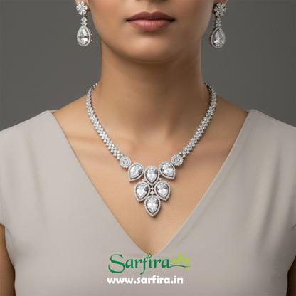 White Crystal Bridal Necklace Set for Women – Wedding & Party Jewelry