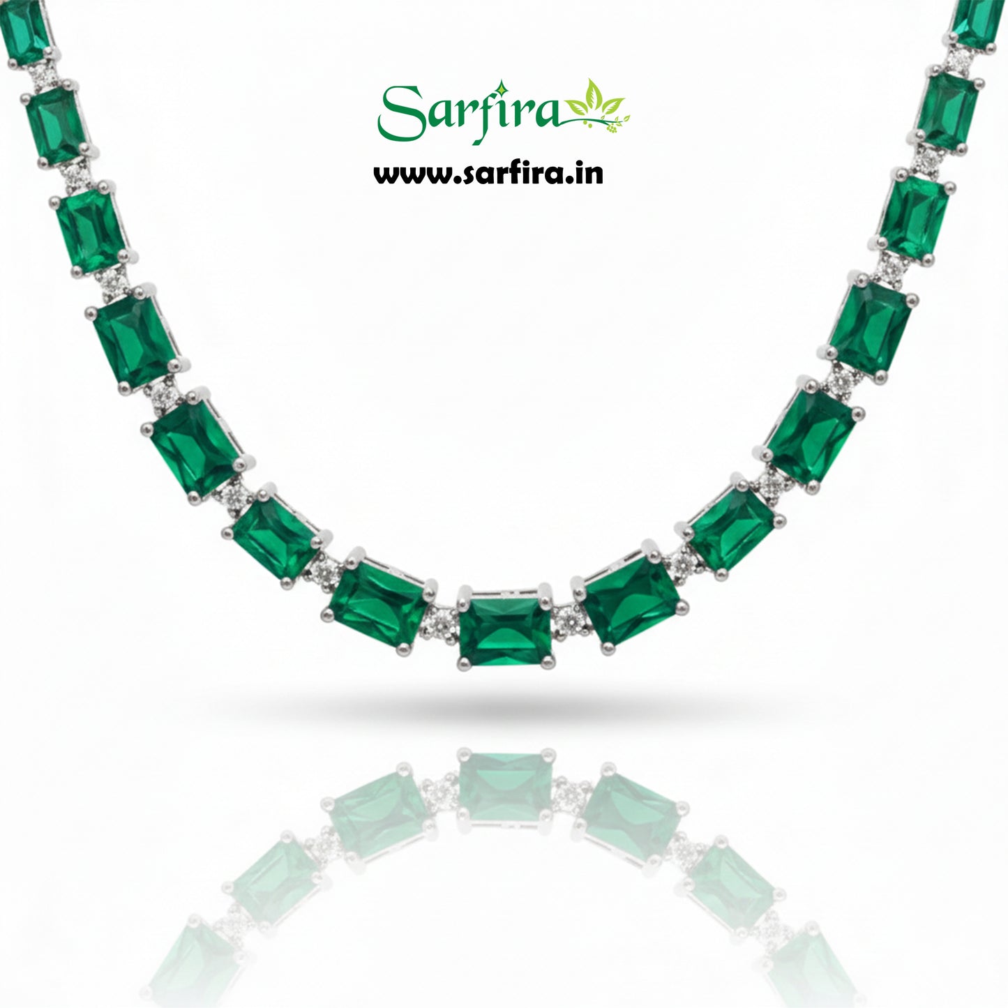 Green Stone AD Rectangle Cut Choker Set