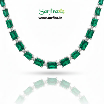 Green Stone AD Rectangle Cut Choker Set