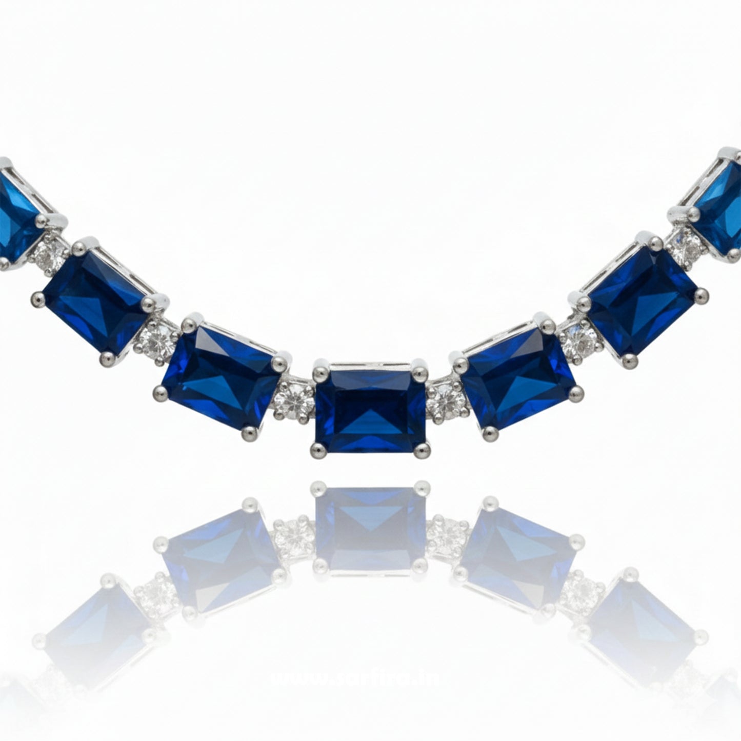 Blue Stone Rectangle Choker Set