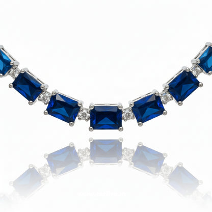 Blue Stone Rectangle Choker Set