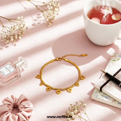 Open Heart Charm Snake Chain Bracelet