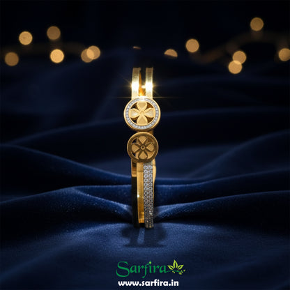 Dual Band Flower Kada Bracelet