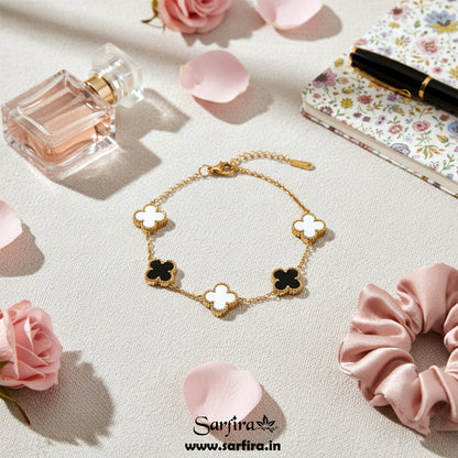 Black & White Flower Station Bracelet