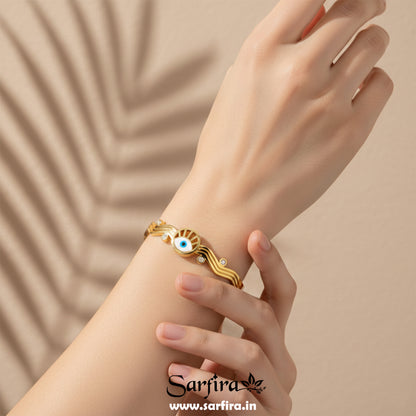 Evil Eye Wavy Kada Bracelet