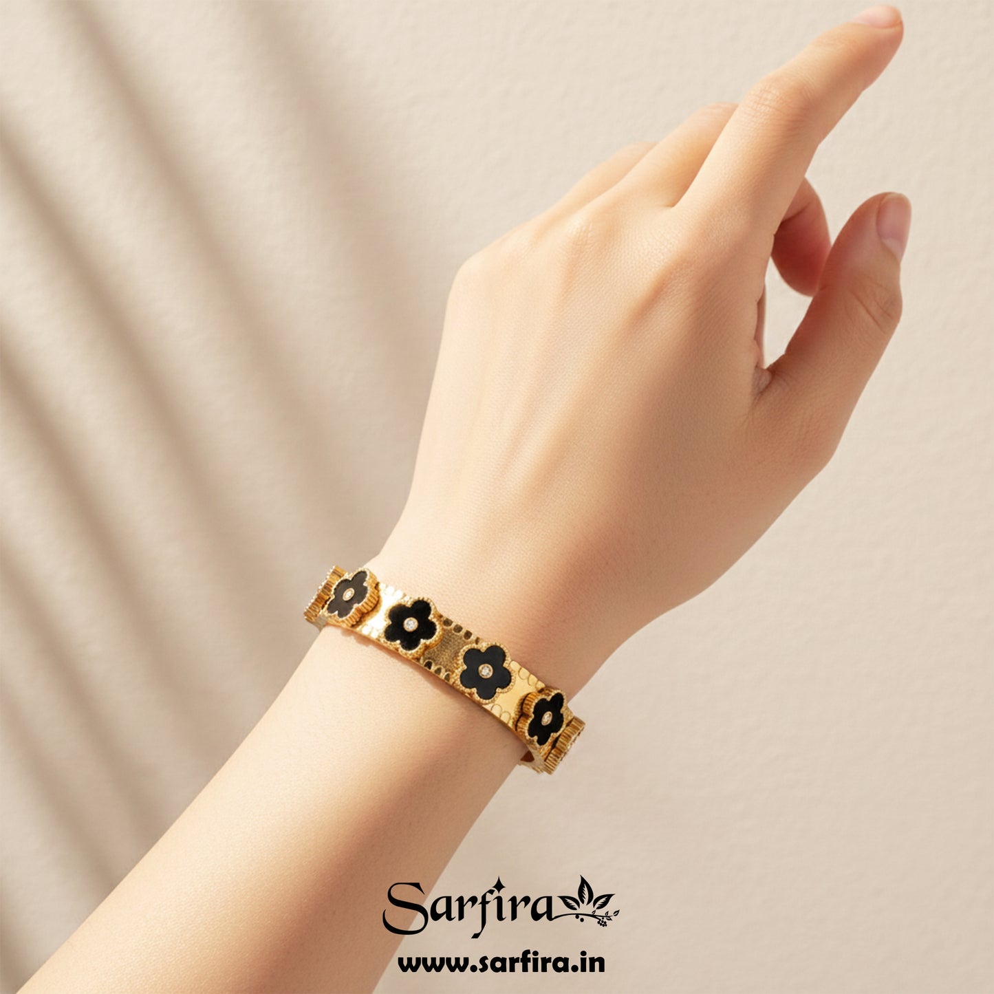 Black Flower Kada Bracelet