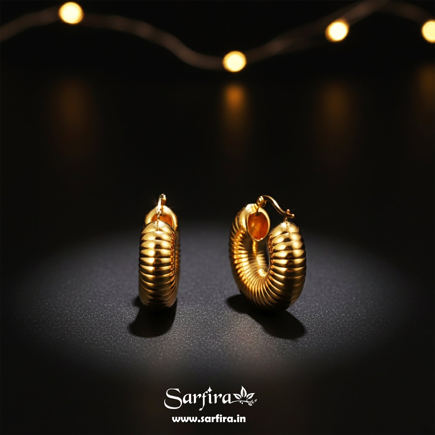 Gold Textured Dome Hoop Earrings