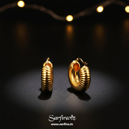 Gold Textured Dome Hoop Earrings