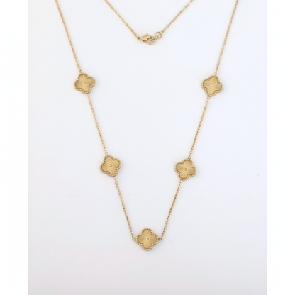 Anti-Tarnish Gold Clover Station Chain Necklace
