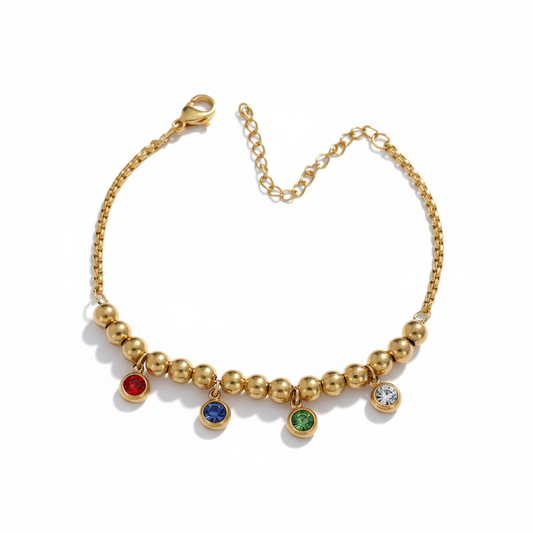 Vibrant Charm Beaded Gold Bracelet