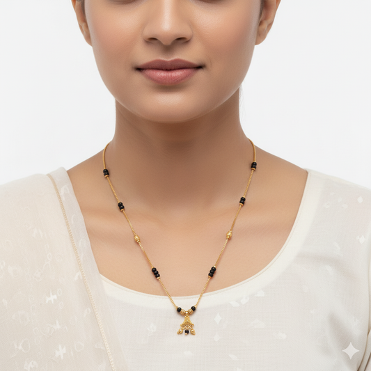 Temple Design Black Bead Mangalsutra