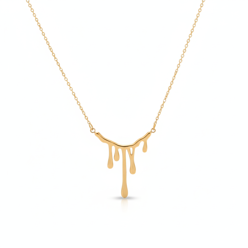 Anti-Tarnish Gold Drip Pendant Chain Necklace